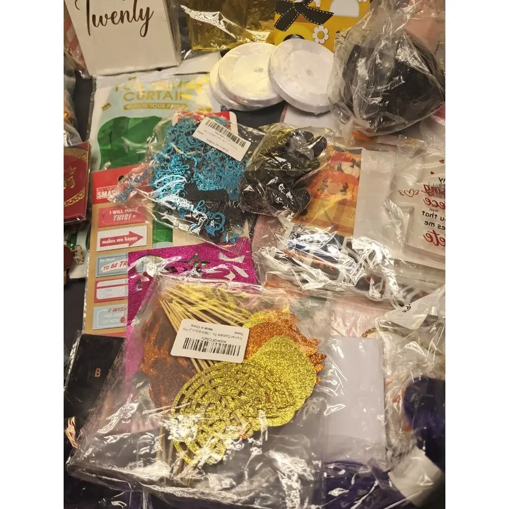 🎊 4 Lb Mixed Lot Party/Holiday Supplies Variety Of Banners Cards Stickers Fun